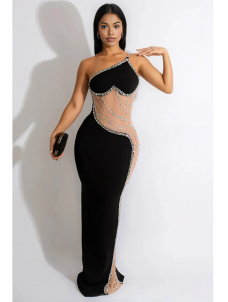 Women Sexy One Shoulder Maxi Dress