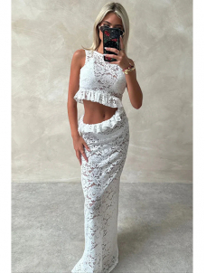 Women 2 Pcs Sexy Lace Maxi Dress