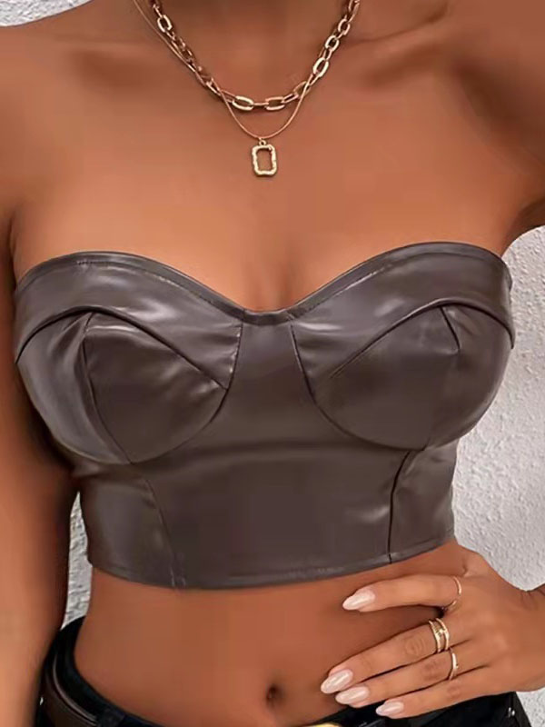 Women Sexy Faux Leather Bra