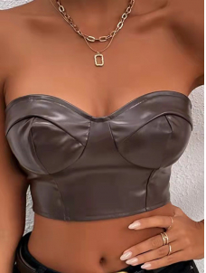 Women Sexy Faux Leather Bra