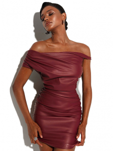 Women Sexy Faux Leather Mini Dress