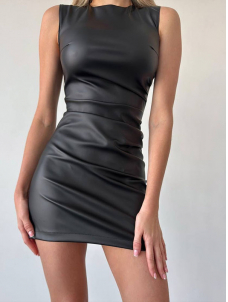 Women Sexy Faux Leather Mini Dress