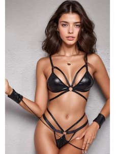 Women Sexy Vinyl Bra Set